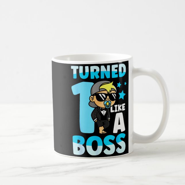 Baby 1st Birthday Boy Girl 1 Year Like A Boss Kids Kaffeetasse (Rechts)
