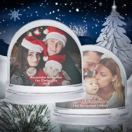 Baby 1st Christmas Family Mom Dad Photo Custom Schneekugeln