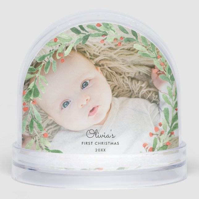 Baby 1st Christmas Photo Snow Globe Schneekugeln (Vorderseite)