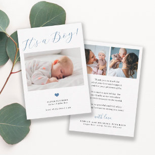 Baby 3 Foto-Skript Baby-Junge-Geburtsankündigung Mitteilungskarte