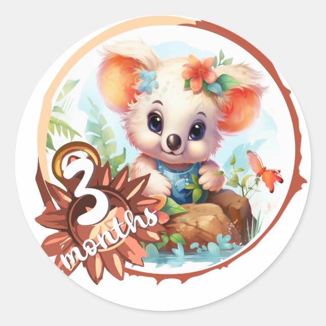 Baby - 3 Months too Runder Aufkleber (Vorderseite)
