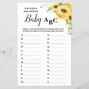 Baby ABC Englisch Spanisch Babyshower-Spielkarte Flyer