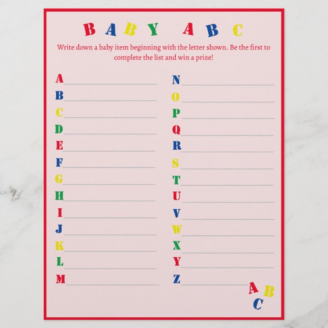 Baby ABC Game Flyer (Vorne)