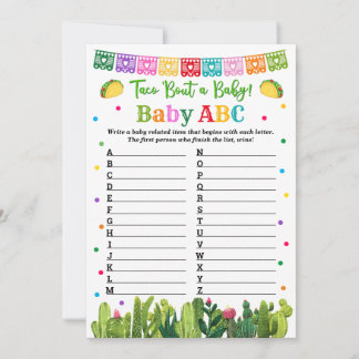 Baby ABC Game Taco Baby Dusche Hinweiskarte