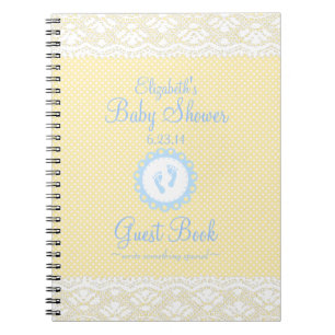 Baby-Abdruck-Spitze-blaues Babyparty-Gast-Buch Notizblock