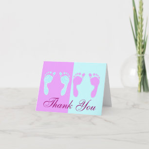 Baby-Abdrücke (Junge/Mädchen-Zwillinge) Dankeskarte