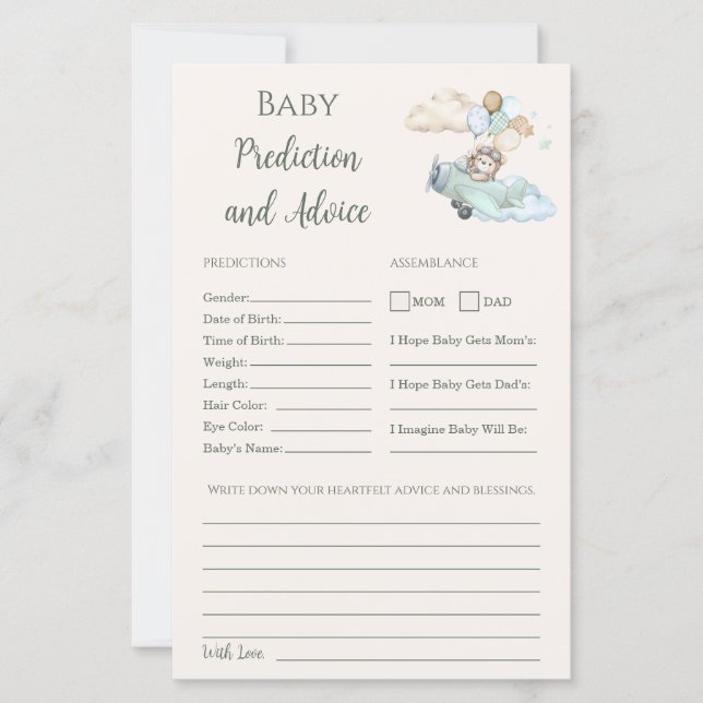 Baby Advice and Predictions Game Can Bearly Wait (Vorderseite)