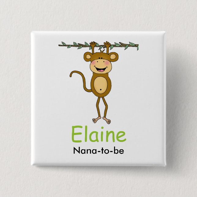 BABY-AFFE hängender Affe-personalisierter Knopf Button (Vorderseite)