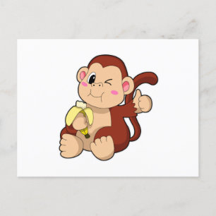 Baby-Affe mit Banane Postkarte
