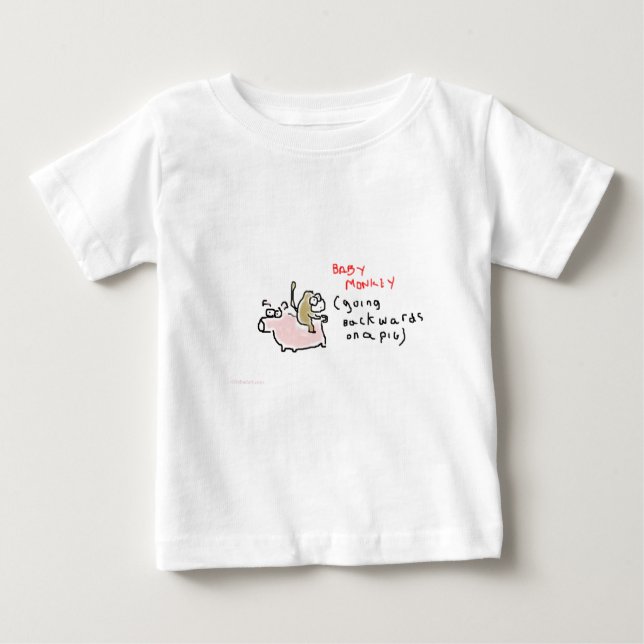 Baby-Affe (rückwärts fahrend auf ein Schwein) Baby T-shirt (Vorderseite)