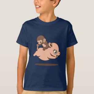 Baby-Affe (rückwärts gehend auf ein Schwein) T-Shirt