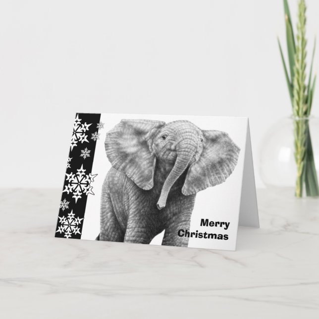 Baby African Elephant Christmas Card Feiertagskarte (Vorderseite)