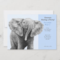Baby African Elephant Party Einladung
