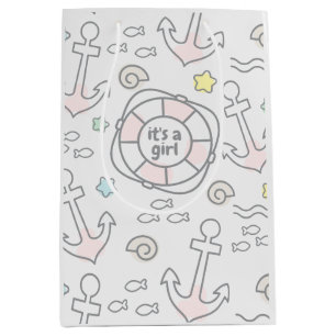 Baby Ahoy Nautical Baby Girl Geschenktasche Mittlere Geschenktüte