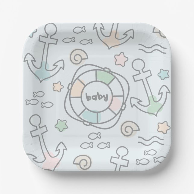 Baby Ahoy Paper Plate Pappteller (Vorderseite)