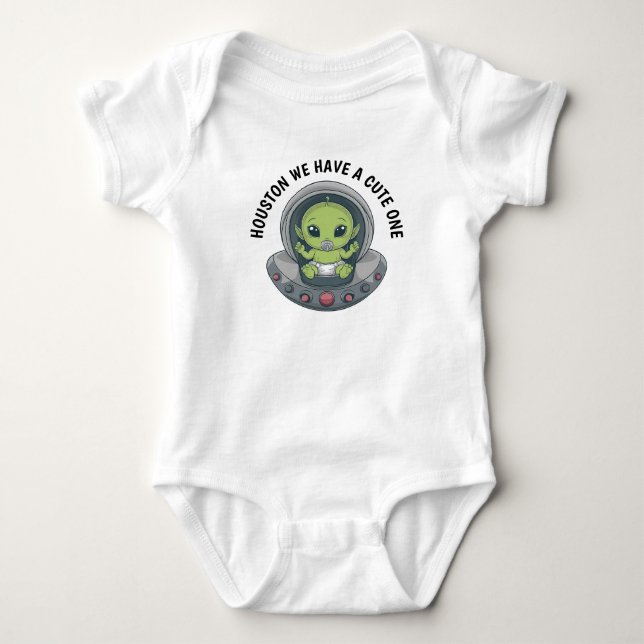 Baby Alien in UFO Strampler (Vorderseite)