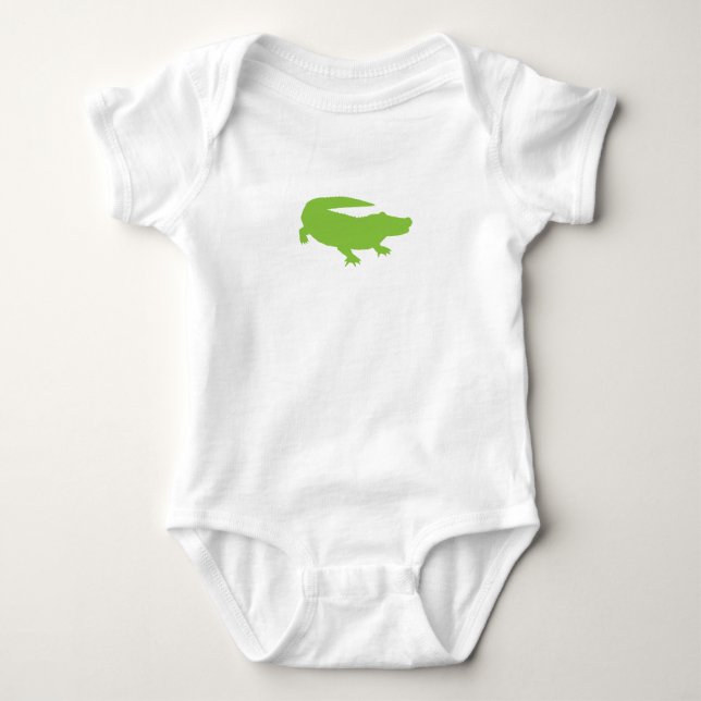 Baby Alligator Crocodile Green Preppy Fun Baby Strampler (Vorderseite)