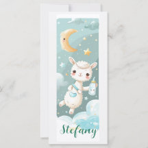 Baby Alpaca Watercolor Personalisiertes Lesezeiche