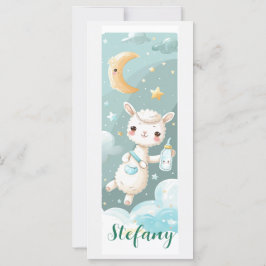 Baby Alpaca Watercolor Personalisiertes Lesezeiche Karte
