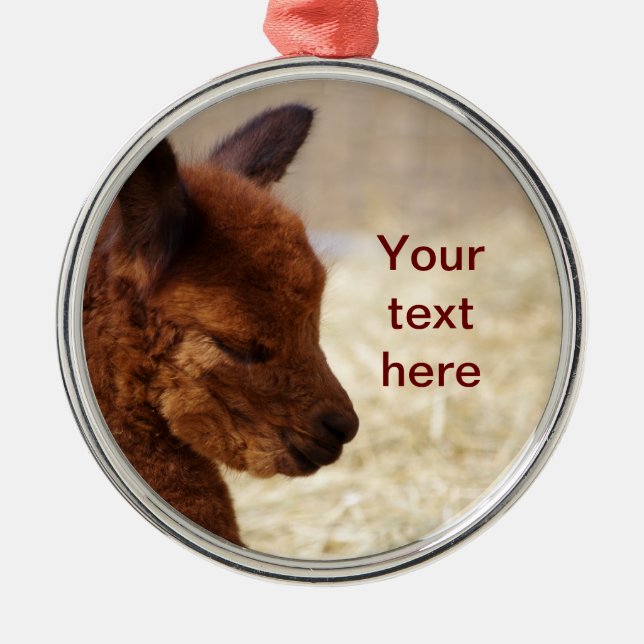 Baby-Alpaka-Weihnachtsverzierung Ornament Aus Metall (Vorne)