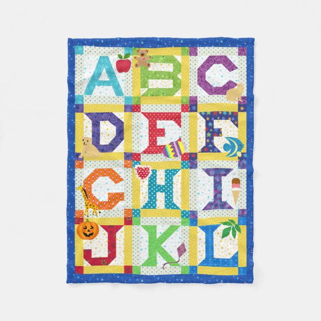 Baby Alphabet Quilt Design Fleecedecke (Vorderseite)