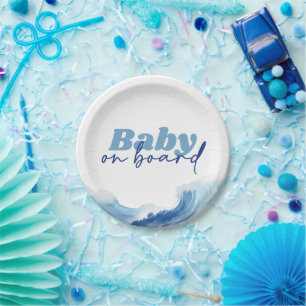 Baby an Bord Baby Dusche Teller, Surf Baby Dusche Pappteller