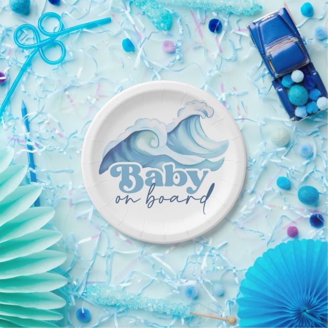 Baby an Bord Baby Dusche Teller, Surf Baby Dusche Pappteller (Party)