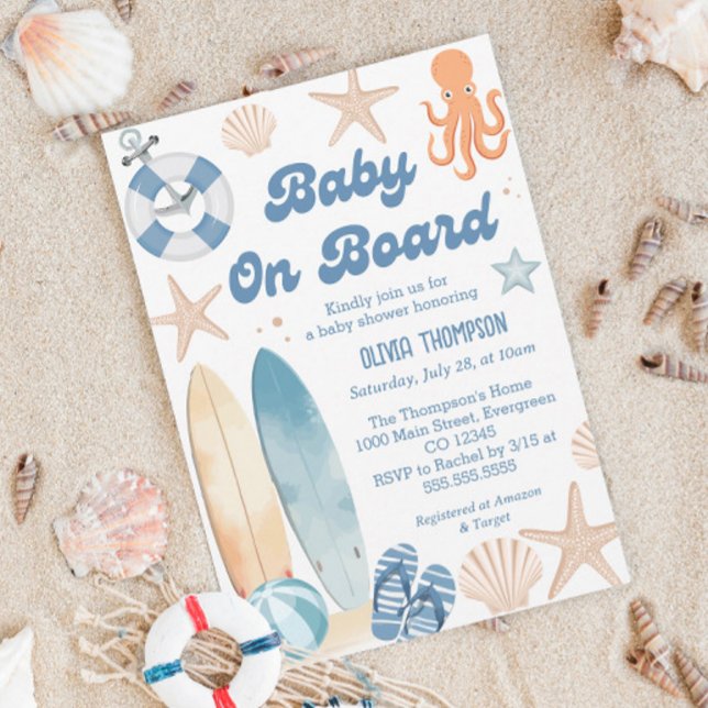 Baby an Bord Baby Shower Beach Einladung (Von Creator hochgeladen)