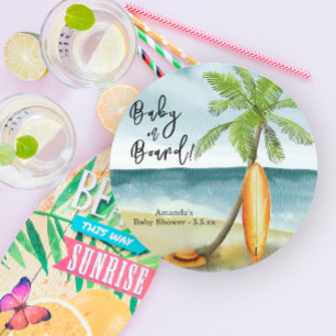 Baby an Bord Baby Shower Runder Aufkleber