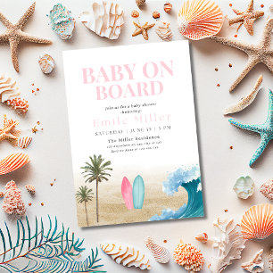 Baby an Bord Baby Shower Surf Strand Baby Shower Einladung