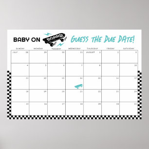 Baby an Bord Babydusche schätzt den Fälligkeitsdat Poster