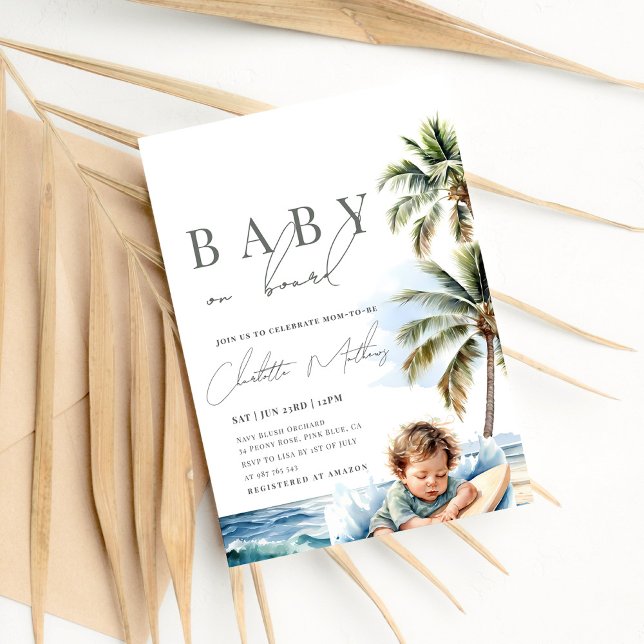 Baby an Bord Babydusche, Surf Beach Einladung (Von Creator hochgeladen)