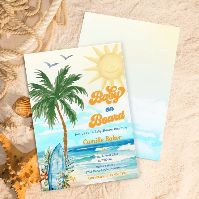 Baby an Bord Beach Baby Dusche Einladung (Von Creator hochgeladen)