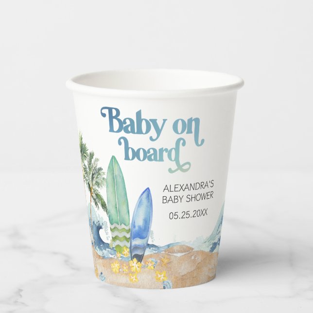 Baby an Bord Beach Baby Dusche Pappbecher (Vorderseite)