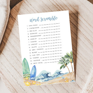 Baby an Bord Beach Baby Dusche Word Scramble Game