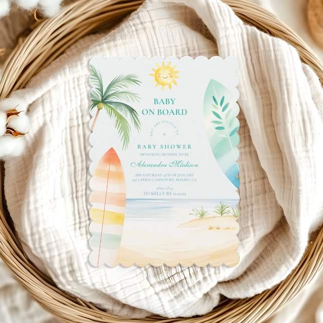 Baby an Bord Beach Surf Baby Dusche Einladung (Von Creator hochgeladen)