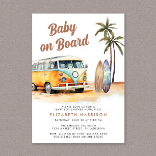 Baby an Bord Beach Surf Baby Dusche Einladung