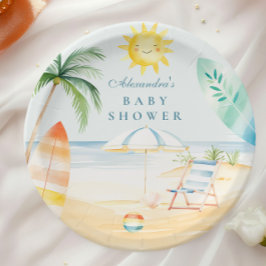 Baby an Bord Beach Surf Baby Dusche Pappteller
