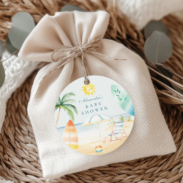 Baby an Bord Beach Surf Baby Dusche Runder Aufkleber
