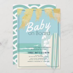 Baby an Bord Beach Surf Boy Baby Dusche Einladung