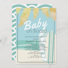 Baby an Bord Beach Surf Boy Baby Dusche per Mail Einladung