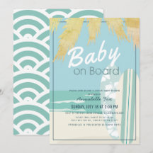Baby an Bord Beach Surf Boy Virtual Baby Dusche