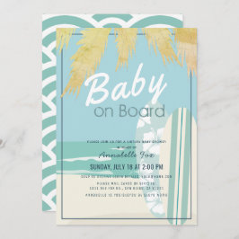 Baby an Bord Beach Surf Boy Virtual Baby Dusche Einladung