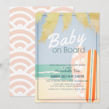 Baby an Bord Beach Surf Girl Virtual Baby Dusche