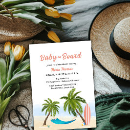 Baby an Bord Beach Surf Palm Tree Baby Dusche Einladung