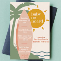 "Baby an Bord" Beach Surfing Ocean Baby Shower