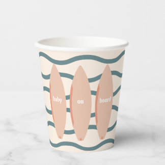 "Baby an Bord" Beach Surfing Ocean Baby Shower Pappbecher