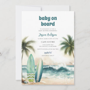 Baby an Bord Blaue Welle Baby Shower Einladung