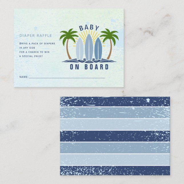 Baby an Bord Blue Baby Boy Duschdiaper Tombola Begleitkarte (Vorne/Hinten)