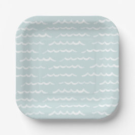 Baby an Bord Blue Watercolor Waves Baby Dusche Pappteller